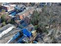 Blue house and backyard, aerial view at 991 Greenwood Ne Ave, Atlanta, GA 30306