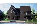 Stylish dark-colored house with a balcony at 100 Carlyle Ln, Fayetteville, GA 30214