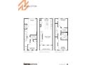 Three-story floor plan featuring 3 bedrooms, garage and covered porch at 1413 Cozy Court # 261, Atlanta, GA 30315