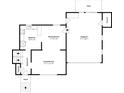 Main level floorplan featuring a kitchen, dining room, living room, garage, and patio at 2458 Haverford Way, Decatur, GA 30032