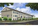 Exterior view of a row of attractive townhouses at 225 Mayfair Ct, Alpharetta, GA 30009