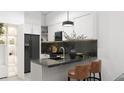 Modern kitchen with dark countertops and white cabinets at 6305 Shannon Pkwy # 115, Union City, GA 30291