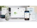 Collection of smart home devices including a smart lock, thermostat, and voice-activated assistant at 13550 Whitman Se Ln, Covington, GA 30014