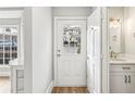 Modern powder room with white vanity and quartz countertop at 275 Shaded Oaks Se Ln, Marietta, GA 30067