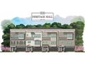 Rendering of townhome exteriors with garages and balconies in a suburban neighborhood at 4213 Legacy Ln # 32, Acworth, GA 30101