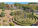 Aerial view of a unique community maze garden at 2005 Heathermere Way, Roswell, GA 30075