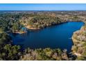 Aerial view of a lake surrounded by lush greenery at 2697 Bethel Ne Rd, Conyers, GA 30012