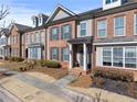 Row of townhouses showcasing a brick facade and manicured lawns at 256 S Village Sq, Canton, GA 30115
