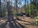 Stone patio area in wooded backyard setting at 2369 Springdale Sw Rd, Atlanta, GA 30315