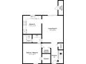 Detailed first-floor layout featuring a Primary bedroom, kitchen, and living room at 8690 Ashley Way, Douglasville, GA 30134