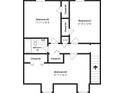 Upstairs floorplan includes three bedrooms with closets and a bathroom at 8690 Ashley Way, Douglasville, GA 30134