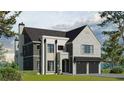 Charming two-story home features a stone facade, arched entry, and a two-car garage providing curb appeal at 140 Lake Estates Dr, Roswell, GA 30075