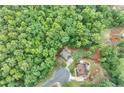Aerial view of a home nestled in a lush, green forest, showcasing the serene and private setting at 6225 Leeward Tide Ct, Cumming, GA 30041