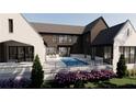 Spacious backyard featuring a pristine pool, outdoor seating area, and lush landscaping for outdoor enjoyment at 1580 Mayfield Rd, Alpharetta, GA 30009