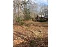 Exterior view of house showing wooden deck and stairs surrounded by a landscape of fall leaves and woods at 5435 Hearn Rd, Ellenwood, GA 30294