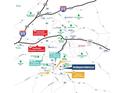 Map showing the community location near Gwinnett County Airport and Northside Hospital Gwinnett at 1049 Blue Juniper Cir, Loganville, GA 30052