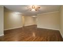 Spacious living room featuring hardwood floors, neutral walls, and ample space for furniture at 2917 Toney Dr, Decatur, GA 30032