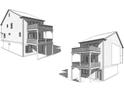 Rendering of a charming two-story house with a double balcony, showcasing its architecture at 203 Retreat Ln, Canton, GA 30114