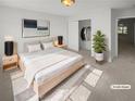 Serene bedroom with a plush bed, minimalist decor, and ample closet space at 3972 Carlinswood Way, Stone Mountain, GA 30083