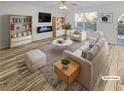 Bright living room features modern furniture, stylish decor, and beautiful wood-look flooring at 3972 Carlinswood Way, Stone Mountain, GA 30083