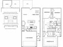 Detailed floor plan with two-car garage and open layout shows the home's spacious kitchen, owner's suite, and upstairs bedrooms at 1975 William Glen St, Dacula, GA 30019