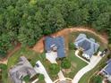Aerial view of luxury homes showcasing large lots, mature trees, and cul-de-sac street at 1258 Mcallistar Dr, Locust Grove, GA 30248