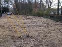 Expansive front yard covered in straw, ready for landscaping or a new garden in a wooded area at 516 Warren Ave, Scottdale, GA 30079
