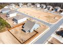 Wide aerial view of a neighborhood featuring well-manicured lawns and sidewalks at 1809 Hanwoo Ln, Powder Springs, GA 30127