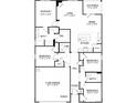 Detailed floor plan showcasing the layout with four bedrooms, two bathrooms, kitchen, living, dining and garage at 76 Lakeview Pt, Dallas, GA 30157