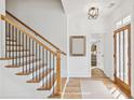 Bright entryway featuring hardwood floors, a staircase, and natural light from the front door at 106 Cottage Gate Ln, Roswell, GA 30076