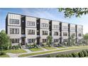 Modern townhome exteriors showcase gray brick and white siding, exuding contemporary charm and curb appeal at 433 Mezzo Ln, Alpharetta, GA 30009