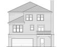 Blueprint of a home with gray siding, modern windows, a fireplace, and a two car garage at 2585 Governors Walk Blvd, Snellville, GA 30078