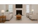 Bright living room with fireplace, neutral walls and carpet at 6420 Magnolia Way, Morrow, GA 30260