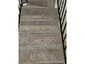 Carpeted staircase with metal railings leading upwards at 2627 Evans Mill Dr, Lithonia, GA 30058