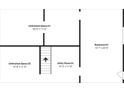 Basement plan showing unfinished space, utility room, and basement with dimensions for renovations at 4332 N Hickory Ln, Douglasville, GA 30134