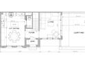 Detailed first floor plan featuring kitchen, living, dining, entry and courtyard layout at 10849 Serenbe Ln, Chattahoochee Hills, GA 30268