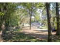 The spacious backyard is surrounded by mature trees, providing privacy and a connection with nature at 557 Old Friar Tuck Ln, Stone Mountain, GA 30087