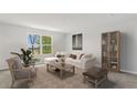 Inviting living room with a comfortable couch, a large window, and a bookshelf at 237 Kindness Cir, Mcdonough, GA 30252