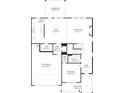 First floor plan featuring open layout with kitchen, dining, living area, a 2-car garage and main floor bedroom at 731 Crest Line Trl, Powder Springs, GA 30127