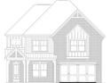 Rendering of a two-story home with a brick facade and attached two-car garage, showcasing the architectural design at 731 Crest Line W Trl, Powder Springs, GA 30127