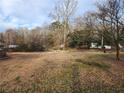Spacious backyard featuring a mix of grass, bare ground, and mature trees enhancing privacy at 1619 Flowery Branch Rd, Auburn, GA 30011