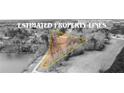 Aerial view of the property with estimated property lines displayed at 260 Sandy Lake Cir, Fayetteville, GA 30214