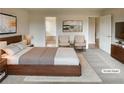 Tranquil, virtually staged main bedroom with a comfortable bed, neutral colors, and ample space at 40 Zebulon Pl, Covington, GA 30016