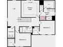 Upstairs floor plan featuring a primary suite, two additional bedrooms, two bathrooms, and convenient laundry room at 201 Groveton Ct, Euharlee, GA 30145