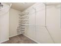 A walk-in closet with carpet and white metal shelving units for storage at 4249 Caveat Ct, Fairburn, GA 30213