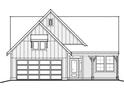Architectural drawing of a home with a prominent garage, covered porch, and detailed facade at 33 Cambridge Ln, Dallas, GA 30157