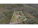 Aerial view of a secluded home surrounded by mature trees near the lake at 1791 Lake George Dr, Lithia Springs, GA 30122