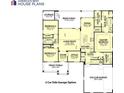 Detailed floor plan featuring three bedrooms, living room, kitchen and a two car garage at 546 Palm St, Holly Springs, GA 30115
