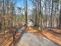 Scenic view of the long driveway leading to a charming home nestled in a serene wooded setting at 1780 Williams Cir, Cumming, GA 30041