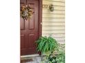 Charming front door with a seasonal wreath and a lovely potted fern at 711 Cypress Pointe St, Johns Creek, GA 30022